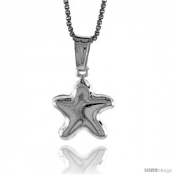 Sterling Silver Small Star Pendant, Made in Italy. 1/2 in. (13 mm) Tall -Style Iph127