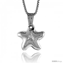 Sterling Silver Small Star Pendant, Made in Italy. 1/2 in. (13 mm) Tall -Style Iph128