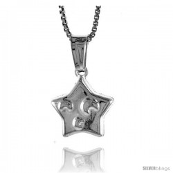 Sterling Silver Small Star Pendant, Made in Italy. 7/16 in. (11 mm) Tall -Style Iph130