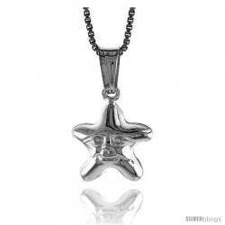 Sterling Silver Small Star Pendant, Made in Italy. 1/2 in. (13 mm) Tall -Style Iph131
