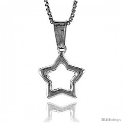 Sterling Silver Small Star with Cut Out Pendant, Made in Italy. 1/2 in. (12 mm) Tall