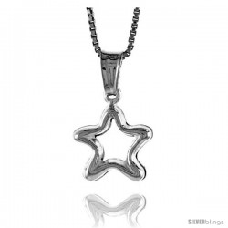 Sterling Silver Small Star with Cut Out Pendant, Made in Italy. 1/2 in. (13 mm) Tall -Style Iph136