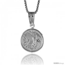 Sterling Silver Nativity Pendant, Made in Italy. 1/2 in. (12 mm) in Diameter.