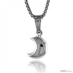 Sterling Silver Teeny Crescent Moon Pendant, Made in Italy. 1/4 in. (7 mm) Tall