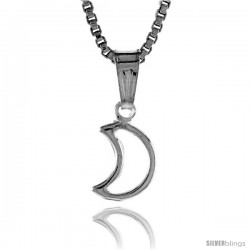Sterling Silver Teeny Cut Out Crescent Moon Pendant, Made in Italy. 1/4 in. (7 mm) Tall