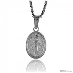 Sterling Silver Immaculate Mary Medal, Made in Italy. 1/2 in. (12 mm) Tall