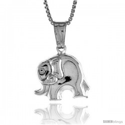 Sterling Silver Small Elephant Pendant, Made in Italy. 1/2 in. (13 mm) Tall -Style Iph159