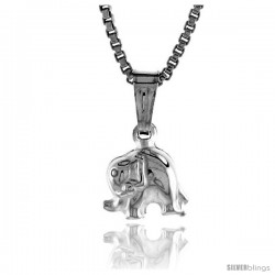 Sterling Silver Teeny Elephant Pendant, Made in Italy. 1/4 in. (7 mm) Tall