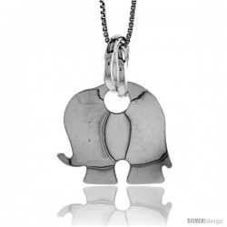 Sterling Silver Large Elephant Pendant, Made in Italy. 13/16 in. (21 mm) Tall