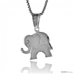 Sterling Silver Small Elephant Pendant, Made in Italy. 1/2 in. (12 mm) Tall