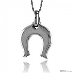 Sterling Silver Large Horseshoe Pendant, Made in Italy. 15/16 in. (24 mm) Tall