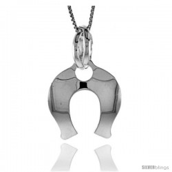 Sterling Silver Large Horseshoe Pendant, Made in Italy. 1 in. (25 mm) Tall