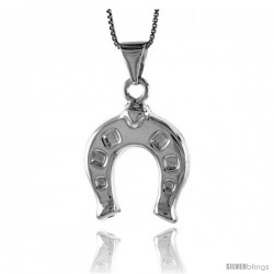 Sterling Silver Large Horseshoe Pendant, Made in Italy. 1 in. (25 mm) Tall -Style Iph168