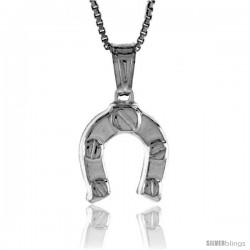 Sterling Silver Small Horseshoe Pendant, Made in Italy. 1/2 in. (13 mm) Tall