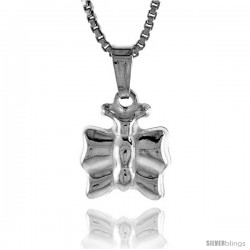 Sterling Silver Teeny Butterfly Pendant, Made in Italy. 3/8 in. (10 mm) Tall