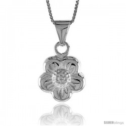 Sterling Silver Flower Pendant, Made in Italy. 11/16 in. (17 mm) Tall