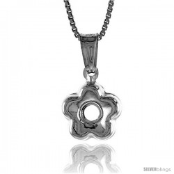 Sterling Silver Small Flower Pendant, Made in Italy. 3/8 in. (10 mm) Tall
