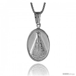 Sterling Silver Our Lady of Fatima Medal, Made in Italy. 11/16 in. (18 mm) Tall