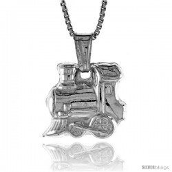 Sterling Silver Small Train Pendant, Made in Italy. 9/16 in. (14 mm) Tall