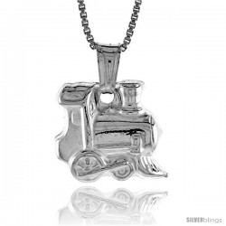 Sterling Silver Small Train Pendant, Made in Italy. 9/16 in. (14 mm) Tall -Style Iph186