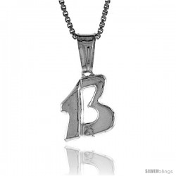 Sterling Silver Lucky 13 Pendant, Made in Italy. 5/8 in. (16 mm) Tall