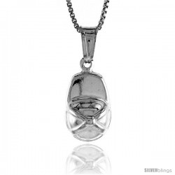 Sterling Silver Small Ball Cap Pendant, Made in Italy. 9/16 in. (14 mm) Tall -Style Iph193