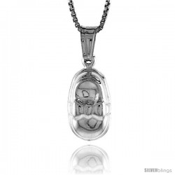 Sterling Silver Small Baby Shoe Pendant, Made in Italy. 9/16 in. (14 mm) Tall