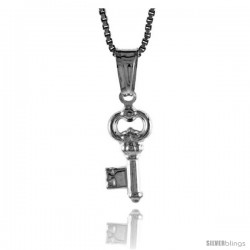 Sterling Silver Small Key Pendant, Made in Italy. 1/2 in. (13 mm) Tall