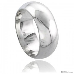 Sterling Silver 8 mm Domed Wedding Band