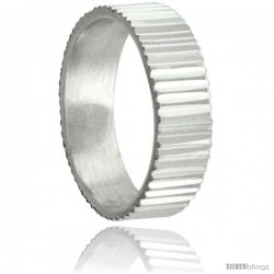 Sterling Silver 6mm Wide Grooved Wedding Band