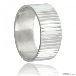 Sterling Silver 9mm Wide Grooved Wedding Band