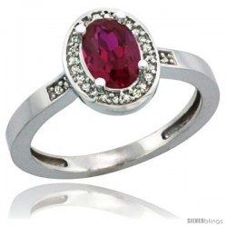 14k White Gold Diamond Ruby Ring 1 ct 7x5 Stone 1/2 in wide