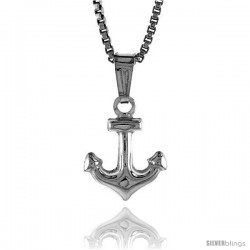 Sterling Silver Teeny Anchor Pendant, Made in Italy. 1/2 in. (12 mm) Tall