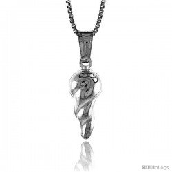 Sterling Silver Ice Cream Cone Pendant, Made in Italy. 11/16 in. (17 mm) Tall