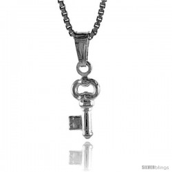 Sterling Silver Teeny Key Pendant, Made in Italy. 3/8 in. (9 mm) Tall