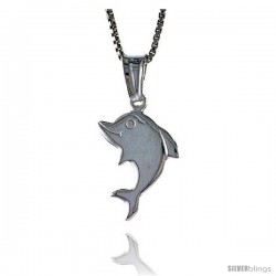 Sterling Silver Dolphin Pendant, Made in Italy. 5/8 in. (16 mm) Tall