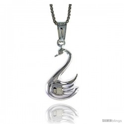 Sterling Silver Swan Pendant, Made in Italy. 5/8 in. (17 mm) Tall