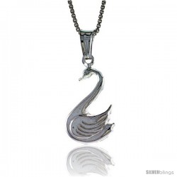 Sterling Silver Swan Pendant, Made in Italy. 11/16 in. (18 mm) Tall