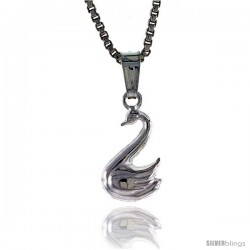 Sterling Silver Teeny Swan Pendant, Made in Italy. 3/8 in. (10 mm) Tall