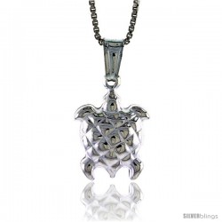 Sterling Silver Turtle Pendant, Made in Italy. 9/16 in. (15 mm) Tall