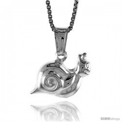 Sterling Silver Snail Pendant, Made in Italy. almost 7/16 in. (11 mm) Tall