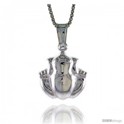 Sterling Silver Frog Pendant, Made in Italy. almost 9/16 in. (14 mm) Tall