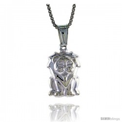 Sterling Silver Lion Pendant, Made in Italy. almost 9/16 in. (14 mm) Tall