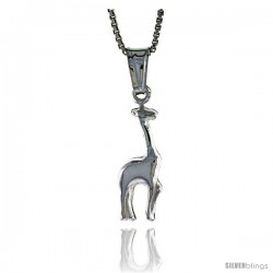 Sterling Silver Giraffe Pendant, Made in Italy. 11/16 in. (18 mm) Tall