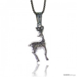 Sterling Silver Giraffe Pendant, Made in Italy. 11/16 in. (18 mm) Tall -Style Iph241