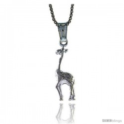 Sterling Silver Giraffe Pendant, Made in Italy. 11/16 in. (18 mm) Tall -Style Iph242