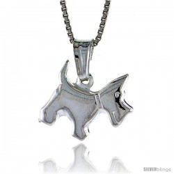 Sterling Silver Small Dog Pendant, Made in Italy. 1/2 in. Tall -Style Iph253