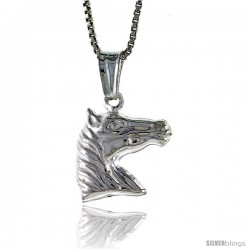 Sterling Silver Horse Head Pendant, Made in Italy. 9/16 in. (14 mm) Tall