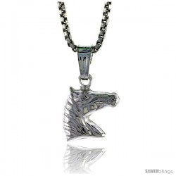 Sterling Silver Teeny Horse Head Pendant, Made in Italy. 5/16 in. (8 mm) Tall