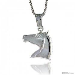 Sterling Silver Horse Head Pendant, Made in Italy. 9/16 in. (14 mm) Tall -Style Iph260
